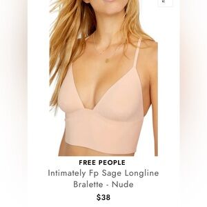 Intimately Free People Sage Longline Bralette Bra Nude Size Small Racerback NWOT